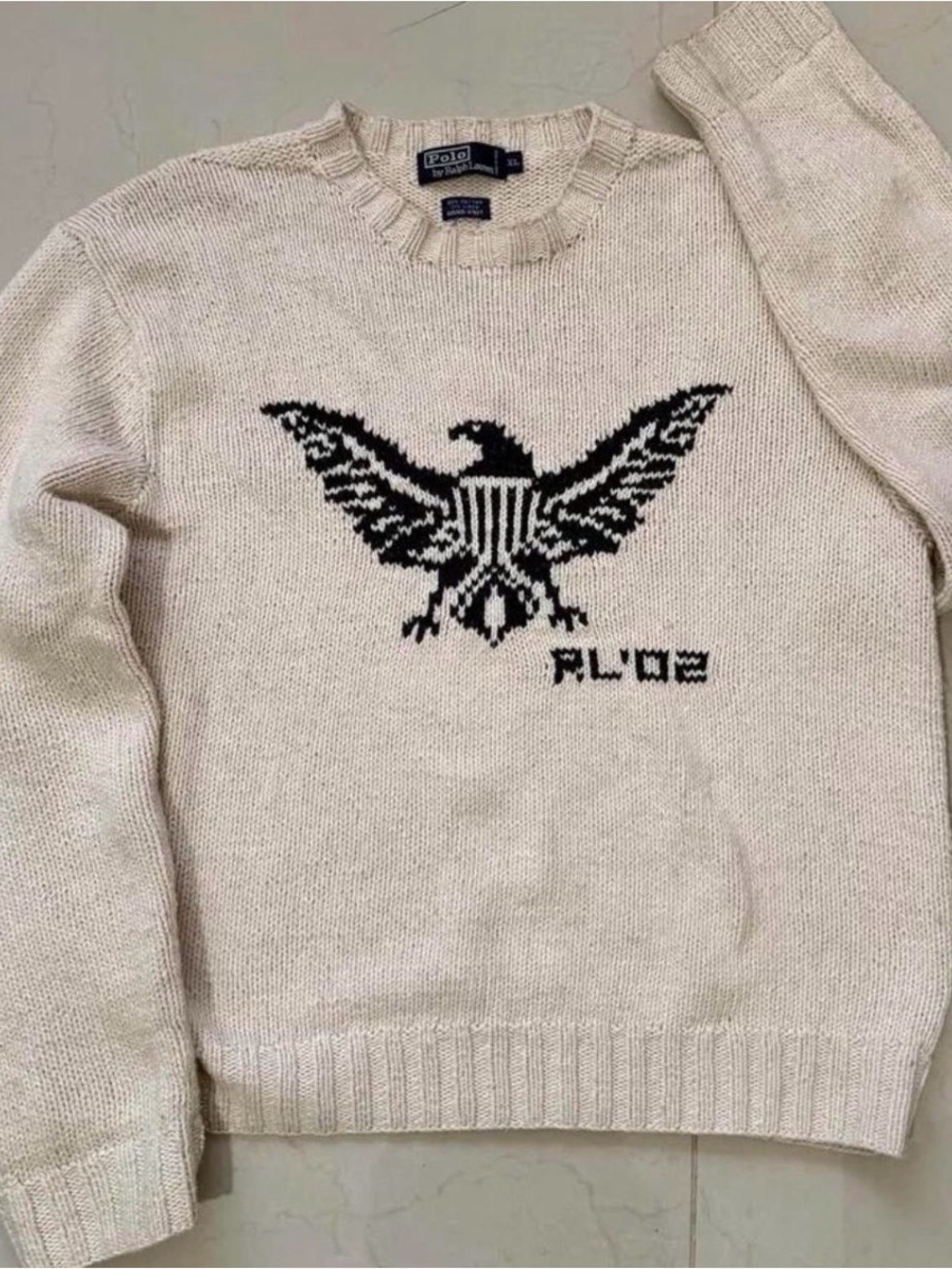 Polo Ralph Lauren RL ’02 Eagle Hand Knit Cotton Linen Sweater